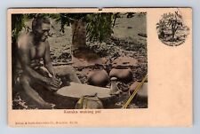Hawaiian Islands, Kanaka Making Poi, Antique, Souvenir, Vintage Postcard picture