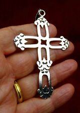 RARE 15 GRAMS STERLING BISHOP'S VINTAGE MEXICO GUADALUPE SHRINE PILGRIMAGE CROSS picture