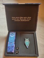 Rare ZOX Pearl box Stay Wise 🦉 owl Shakespeare quote wristband great horned pin picture