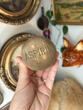 Vintage 1960s Brass Aspirin Pill Box Solid Brass With Twist Top Made In The USA picture