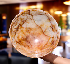 Huge 255MM Natural Himalayan Golden Quartz Cacoxenite Round Shape Hand Made Bowl picture