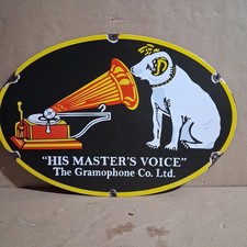 His Master Voice HMV Porcelain Enamel Sign 24x16 Inches1 Sided picture