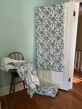 ENGLISH COTTAGE ROMANTIC BLUE 4 Panel Lined Curtains Drapes 26x81 w/ Dust Ruffle picture