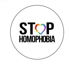 Stop Homophobia LGBTQ+ Gay Lesbian 2.25” Pinback Button Pin Badge 004 picture