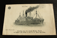 S.S. Troy Issued by the Jewish Welfare Board Circa 1919-20 Postcard of  ~ Ship, picture