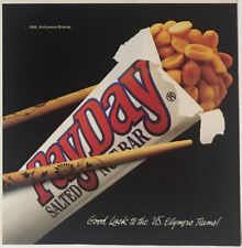 PayDay Candy Bar Olympics Chopsticks 1988 Vintage Print Ad 5x5 Inches Wall Decor picture