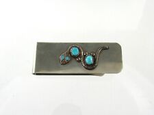 Ray Nieto Vintage Zuni .925 Sterling Silver Turquoise Snake Money Clip Old Pawn picture