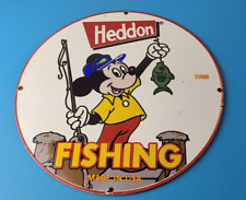 Vintage Heddon Fishing Tackle Sign - Mickey Mouse Gas Pump Porcelain Sign picture