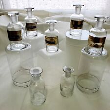 Apothecary Clear Glass Bottles with Glass Lids Vintage 4.5