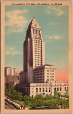 Vintage 1940s LOS ANGELES, California LINEN Postcard CITY HALL Building View picture
