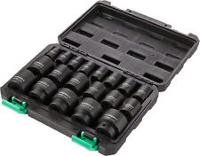 19-Piece 1/2-Inch Drive 6 Point Shallow Impact Socket Set SAE Size With Carrying picture
