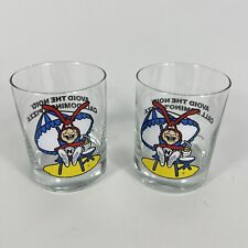 Vintage Domino's Pizza Avoid the Noid Glass Whiskey Tumblers '87 - Set of 2 picture