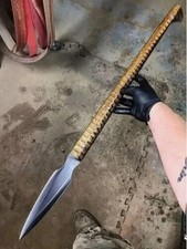 Custom Handmade Carbon Steel Full Tang Hunting Viking Spear For Outdoor Camping picture