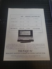 Poqet PC Laptop Computer 1990 Print Ad 8x11 Great To Frame picture