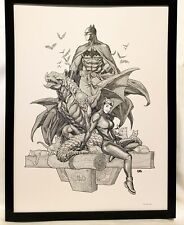 Batman & Catwoman B&W by Frank Cho FRAMED 12x16 Art Print DC Comics Poster picture
