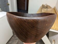 Vtg. large dark wood deep serving bowl with bobbing edge. picture