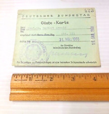 Vintage 1968 DEUTSCHER BUNDESTAG-Gaste-Karte Germany guess pass- Membership card picture