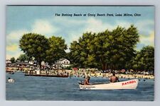 Lake Milton OH-Ohio,  Craig Beach Park, Beach, Antique Vintage Souvenir Postcard picture