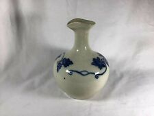 Vintage Porcelain Blue White Glazed Ceramic Bottle Gourd Tall Vase Painted Grape picture
