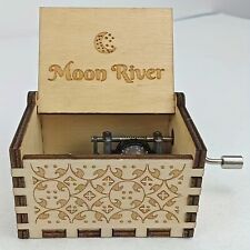Engraved Wooden Musical Box Moon River Gift For Fathers Mothers Family Friends picture