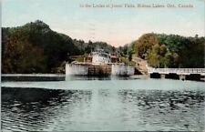 Locks at Jones Falls Rideau Lakes Ontario ON Steamer Ship c1911 Postcard H37 picture