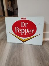 c.1950s Original Vintage Drink Dr. Pepper Sign Metal Embossed Clean Coke Pepsi picture