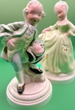 2 Vintage Holland Mold 60s Boy Girl Ceramic Figurines Dance Courtship Victorian picture