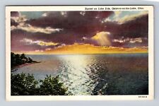 Geneva On The Lake OH- Ohio, Sunset On Lake Erie, Antique Vintage c1944 Postcard picture