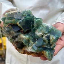 1.7lb Large NATURAL Green Cube FLUORITE Quartz Crystal Cluster Mineral Specimen picture