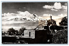 El Popocatepetl Puebla Mexico Postcard Mountain Church View 1953 RPPC Photo picture