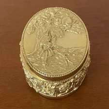 Vintage Joan Pilalys The Cheshire Cat Alice In Wonderland Metal Trinket Pill Box picture