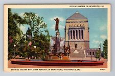 Indianapolis IN-Indiana, De Pew Fountain In University Park, Vintage Postcard picture