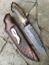 ASS Custom Handmade D2 Steel Stag Horn acid wash Hunting bowie Knife With Sheath picture
