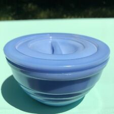 Rare Vintage Delphite Blue Jeannette Drippings Bowl and Lid - Depression Glass picture