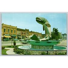 Postcard MI Kalkaska Home Of The national Trout Festival Classic Cars picture