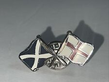 VTG Lapel Pinback Hat Pin Silver Tone Scotland England Flags Frendship Pin picture