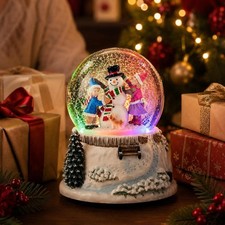 Christmas Snow Globe Music Box with LED Lights and Falling Snow picture