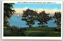 1936 GENEVA NY NEW YORK VIEW SENECA LAKE FROM COUNTRY CLUB POSTCARD P2570 picture