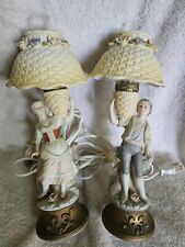 Vintage Lenwile Ardalt Lamps Porcelain Figural Figurine Man Woman Pair Leviton picture