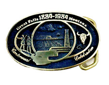 Montana Centennial Solid Brass Belt Buckle Great American Collection 1884-1984 picture