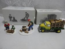 Dept.  56 1995 Snow Village Chopping Firewood 2 Pc Set & Firewood Delivery Truck picture
