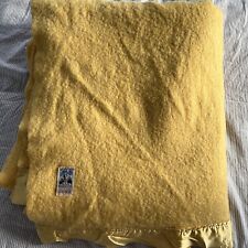 Vintage Kenwood Yellow Wool Blanket Satin Tim Ramcrest 66x 72 Mothproof Canada picture