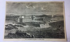 1877 magazine engraving ~ FISH BREEDING ESTABLISHMENT Concarneu, France picture