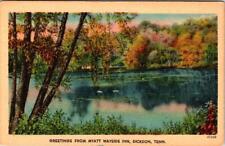 Dickson, TN Tennessee  MYATT WAYSIDE INN Greetings LAKE SCENE  ca1940's Postcard picture