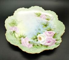 Vintage Hand Painted Pink Roses Ruffle Edge Plate Signed picture
