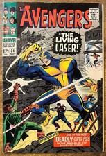 THE AVENGERS 34 STAN LEE STORY 1ST APP OF THE LIVING LASER MARVEL 1966 VINTAGE picture