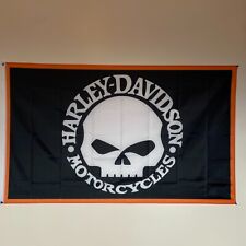 Harley Davidson Motorcycle Skull Flag 3x5 ft Legendary Banner Garden Garage Sign picture