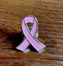 Breast Cancer Awareness Ribbon Pin - Pink Ribbon Pin With Backing picture