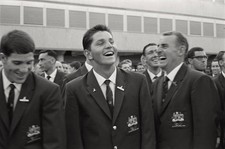 Some athletes smiling at the Olympics opening ceremony Rome 1960 Old Photo picture