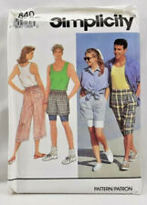 1992 Simplicity Sewing Pattern 7840 Unisex Shorts Tank Top Shirt Sz XS-MD 6648 picture